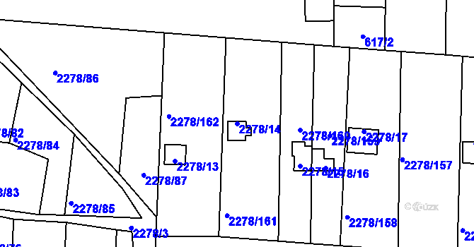 Parcela st. 2278/14 v KÚ Bolevec, Katastrální mapa