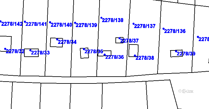 Parcela st. 2278/36 v KÚ Bolevec, Katastrální mapa