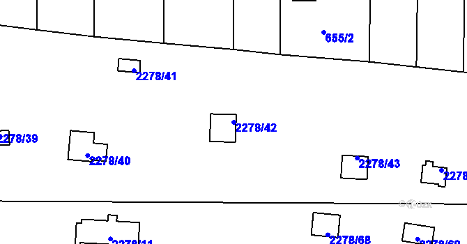 Parcela st. 2278/42 v KÚ Bolevec, Katastrální mapa