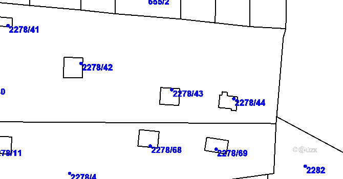 Parcela st. 2278/43 v KÚ Bolevec, Katastrální mapa