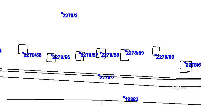Parcela st. 2278/58 v KÚ Bolevec, Katastrální mapa