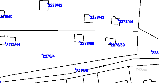 Parcela st. 2278/68 v KÚ Bolevec, Katastrální mapa