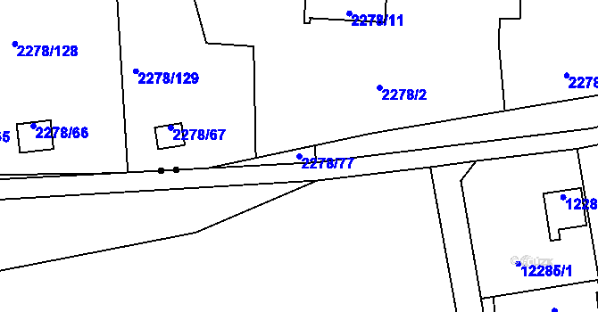 Parcela st. 2278/77 v KÚ Bolevec, Katastrální mapa