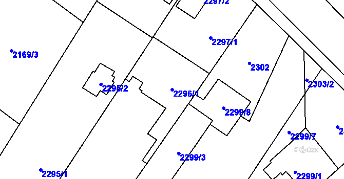Parcela st. 2296/1 v KÚ Bolevec, Katastrální mapa