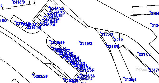 Parcela st. 2315/3 v KÚ Bolevec, Katastrální mapa