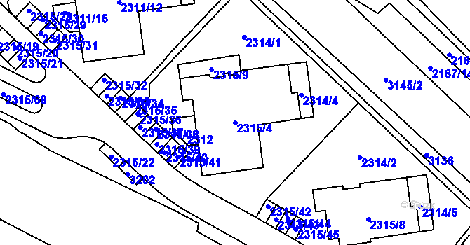 Parcela st. 2315/4 v KÚ Bolevec, Katastrální mapa