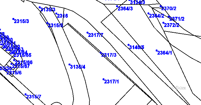 Parcela st. 2317/3 v KÚ Bolevec, Katastrální mapa