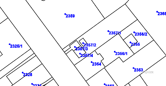Parcela st. 2357/2 v KÚ Bolevec, Katastrální mapa