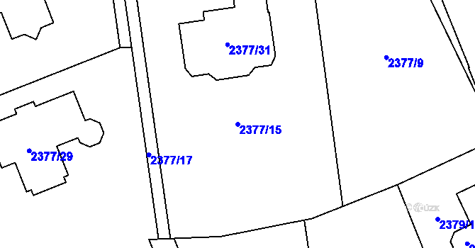 Parcela st. 2377/15 v KÚ Bolevec, Katastrální mapa