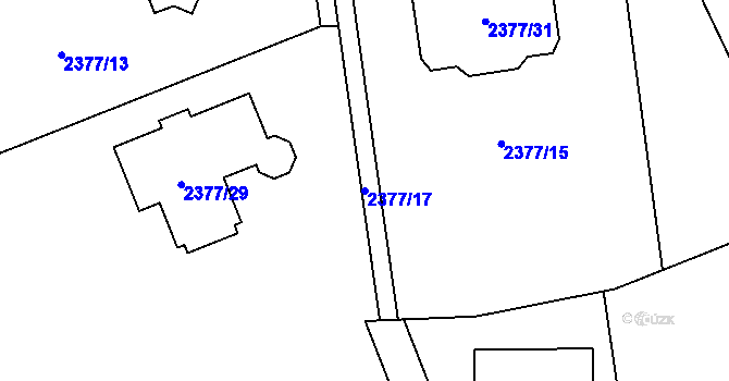 Parcela st. 2377/17 v KÚ Bolevec, Katastrální mapa