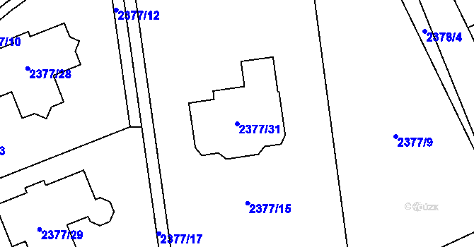 Parcela st. 2377/31 v KÚ Bolevec, Katastrální mapa