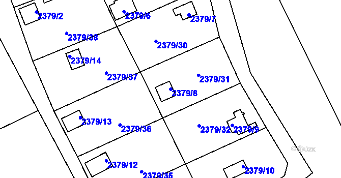 Parcela st. 2379/8 v KÚ Bolevec, Katastrální mapa