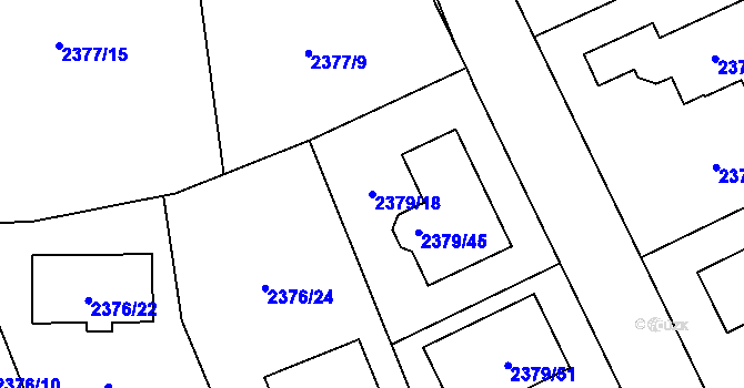 Parcela st. 2379/18 v KÚ Bolevec, Katastrální mapa