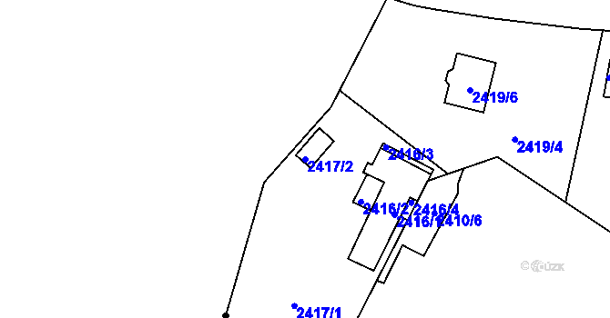 Parcela st. 2417/2 v KÚ Bolevec, Katastrální mapa
