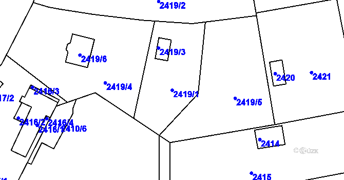 Parcela st. 2419/1 v KÚ Bolevec, Katastrální mapa