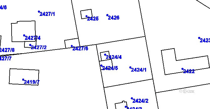 Parcela st. 2424/4 v KÚ Bolevec, Katastrální mapa