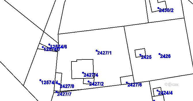 Parcela st. 2427/1 v KÚ Bolevec, Katastrální mapa