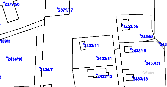 Parcela st. 2433/11 v KÚ Bolevec, Katastrální mapa