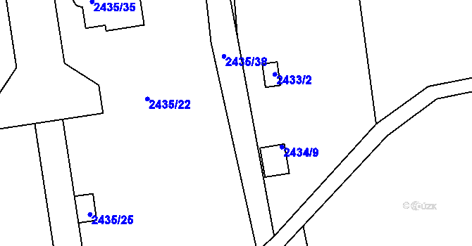 Parcela st. 2435/5 v KÚ Bolevec, Katastrální mapa
