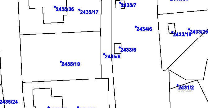 Parcela st. 2435/6 v KÚ Bolevec, Katastrální mapa