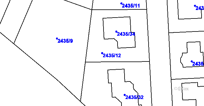 Parcela st. 2435/12 v KÚ Bolevec, Katastrální mapa