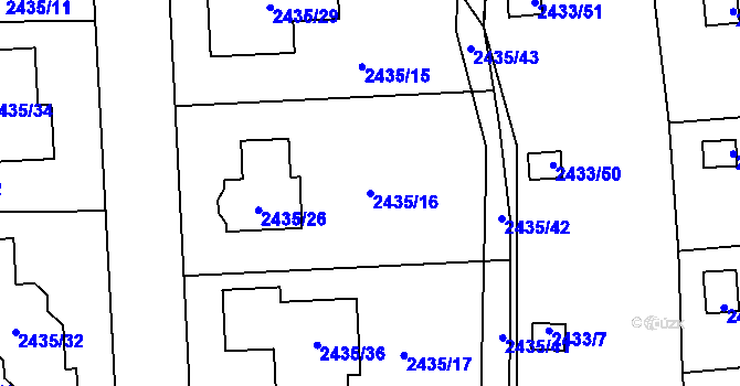 Parcela st. 2435/16 v KÚ Bolevec, Katastrální mapa