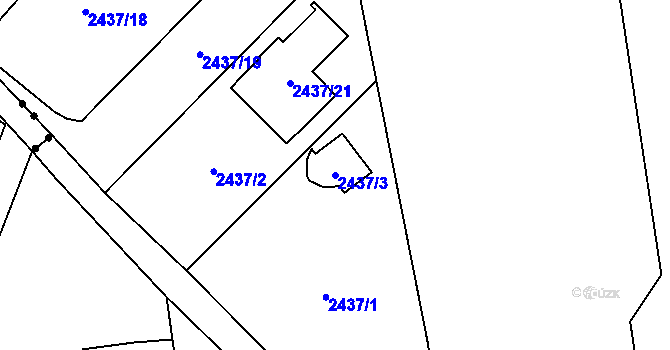 Parcela st. 2437/3 v KÚ Bolevec, Katastrální mapa