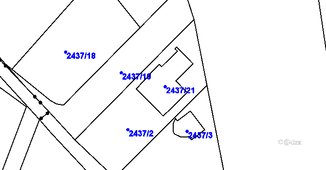 Parcela st. 2437/4 v KÚ Bolevec, Katastrální mapa