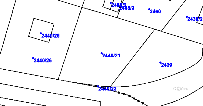 Parcela st. 2440/21 v KÚ Bolevec, Katastrální mapa