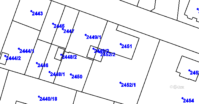 Parcela st. 2452/2 v KÚ Bolevec, Katastrální mapa