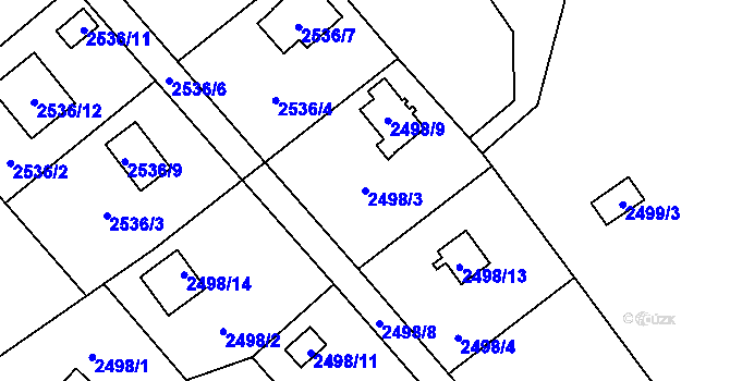 Parcela st. 2498/3 v KÚ Bolevec, Katastrální mapa