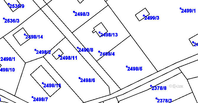 Parcela st. 2498/4 v KÚ Bolevec, Katastrální mapa