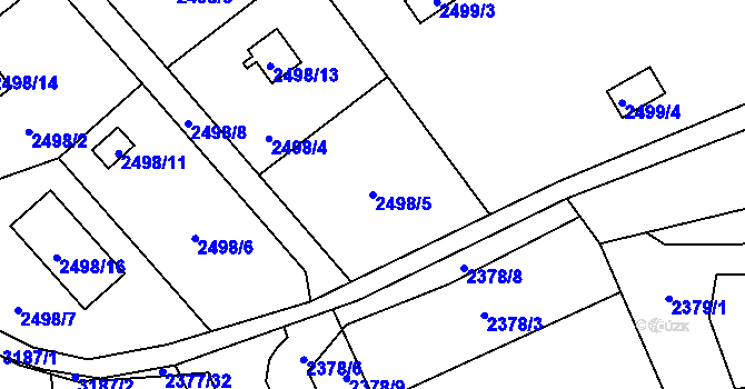 Parcela st. 2498/5 v KÚ Bolevec, Katastrální mapa