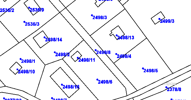 Parcela st. 2498/8 v KÚ Bolevec, Katastrální mapa