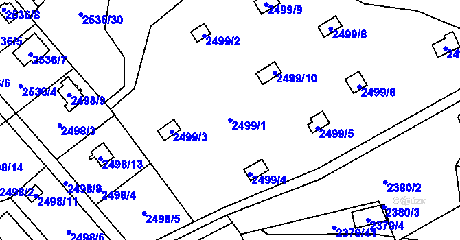 Parcela st. 2499/1 v KÚ Bolevec, Katastrální mapa