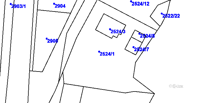 Parcela st. 2524/1 v KÚ Bolevec, Katastrální mapa