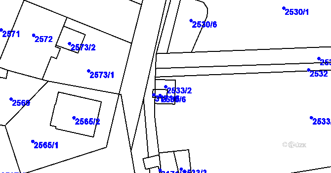 Parcela st. 2533/2 v KÚ Bolevec, Katastrální mapa