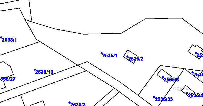 Parcela st. 2535/1 v KÚ Bolevec, Katastrální mapa