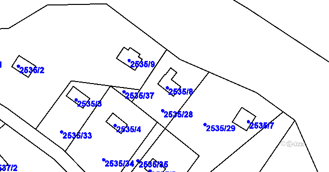 Parcela st. 2535/8 v KÚ Bolevec, Katastrální mapa