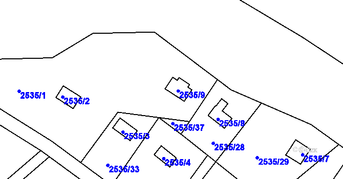 Parcela st. 2535/9 v KÚ Bolevec, Katastrální mapa