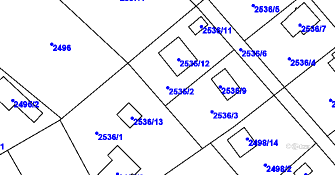 Parcela st. 2536/2 v KÚ Bolevec, Katastrální mapa