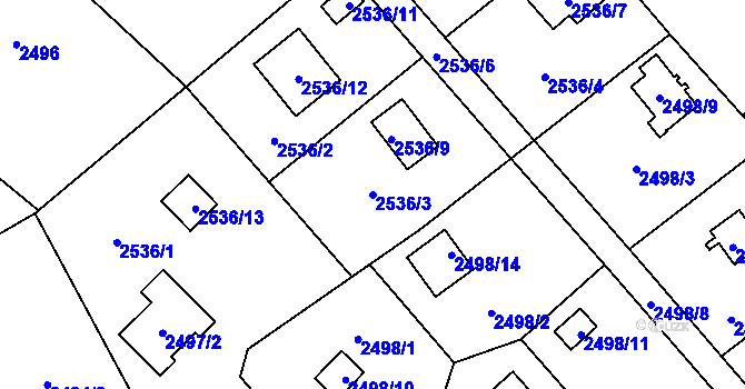 Parcela st. 2536/3 v KÚ Bolevec, Katastrální mapa