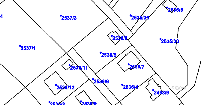 Parcela st. 2536/5 v KÚ Bolevec, Katastrální mapa