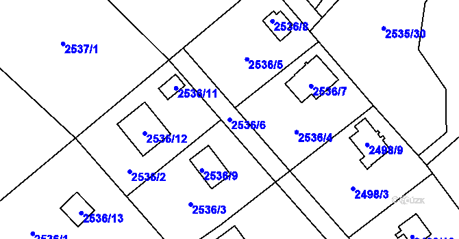 Parcela st. 2536/6 v KÚ Bolevec, Katastrální mapa
