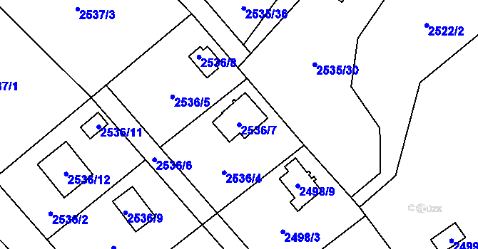 Parcela st. 2536/7 v KÚ Bolevec, Katastrální mapa