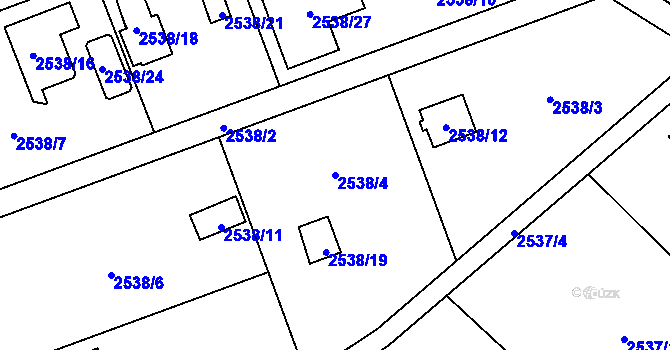 Parcela st. 2538/4 v KÚ Bolevec, Katastrální mapa