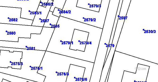 Parcela st. 2579/4 v KÚ Bolevec, Katastrální mapa