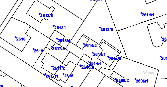 Parcela st. 2614/2 v KÚ Bolevec, Katastrální mapa