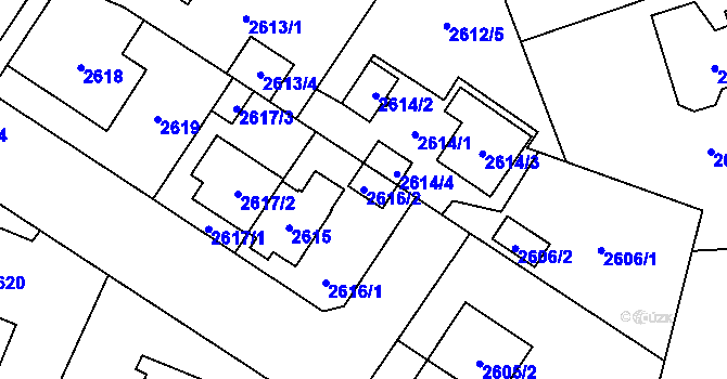 Parcela st. 2616/2 v KÚ Bolevec, Katastrální mapa