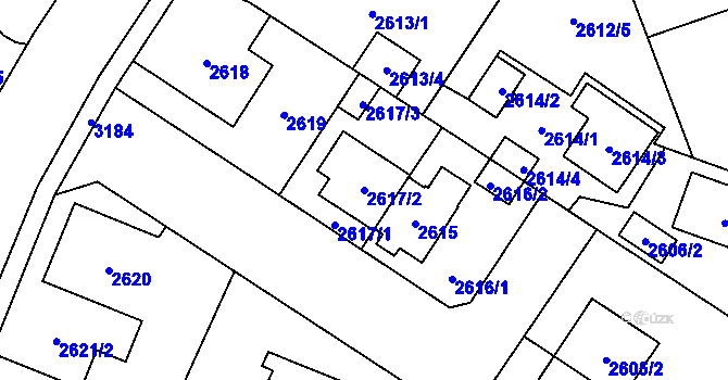 Parcela st. 2617/2 v KÚ Bolevec, Katastrální mapa